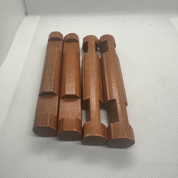 Set Of 4 Wooden Lincoln Logs Brown Construction Pieces - Picture 2 of 3
